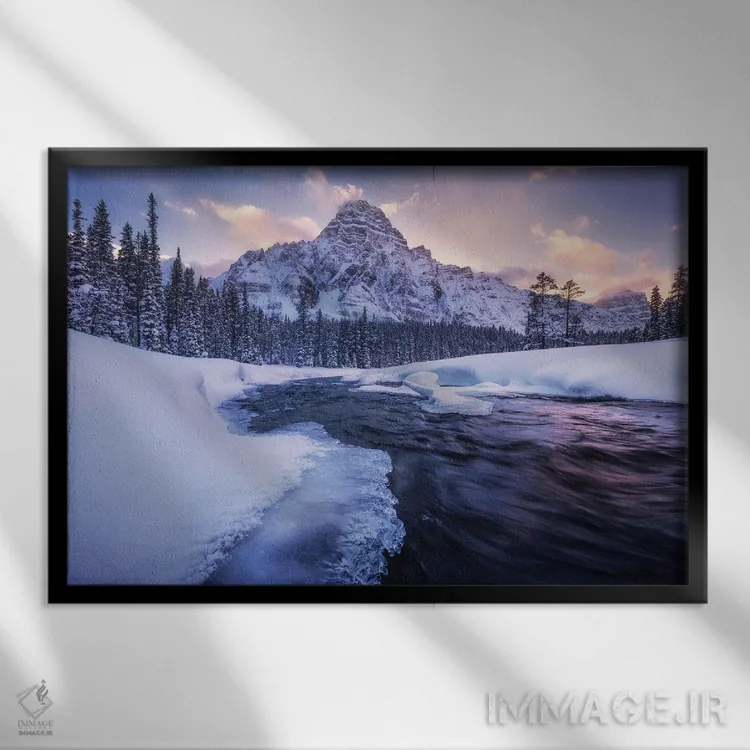 تابلو غروب زمستانی در کوه چفرن در آلبرتا اثر دنیل گاستاگر - نمای قابدار مشکی