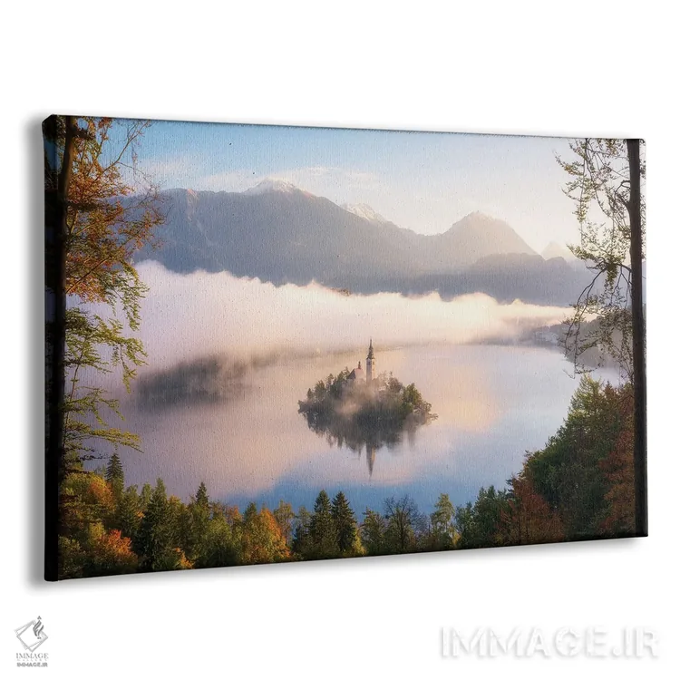 تابلو صبح پاییزی بر فراز دریاچه بلد در اسلوونی اثر دنیل گاستاگر - نمای پرسپکتیو محصول