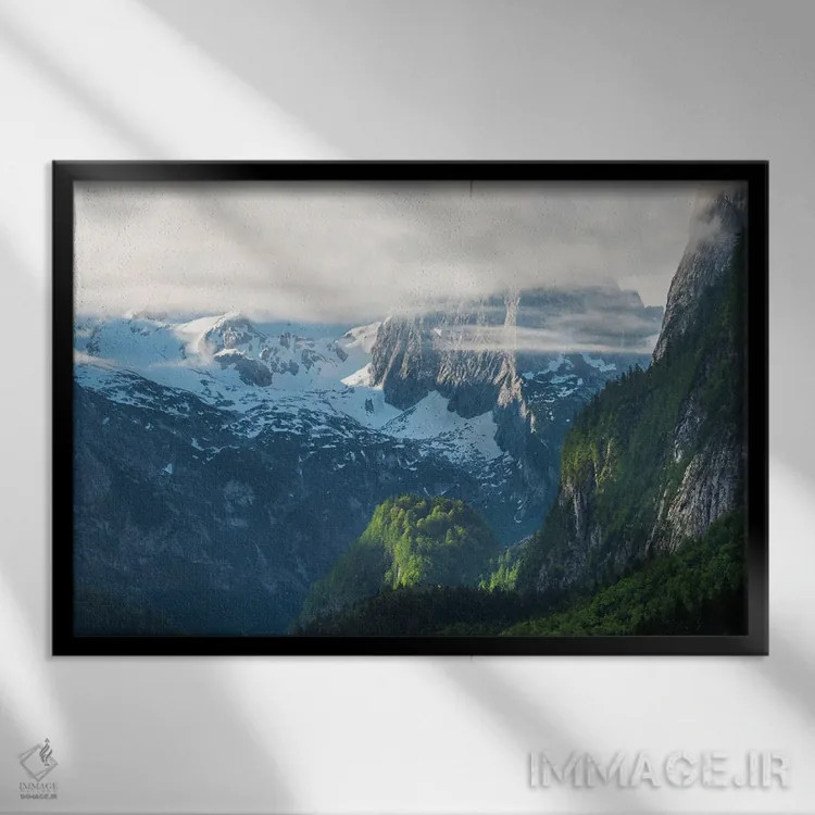 تابلو نمایی دراماتیک از آلپ در اتریش اثر دنیل گاستاگر - نمای قابدار مشکی