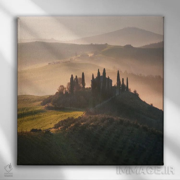 تابلو صبح مهآلود در توسکانی زیبا اثر دنیل گاستاگر - نمای روبهرو روی دیوار