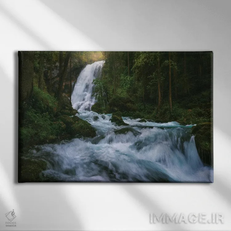 تابلو بهار در آبشار گلینگر (اتریش) اثر دنیل گاستاگر - نمای روبهرو روی دیوار