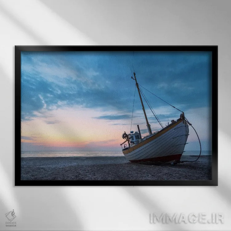 تابلو غروب در ساحل دانمارک اثر دنیل گاستاگر - نمای قابدار مشکی