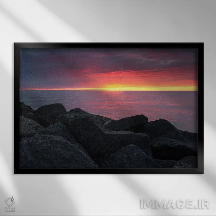 تابلو آخرین نور رنگی در ساحل دانمارک اثر دنیل گاستاگر - نمای قابدار مشکی