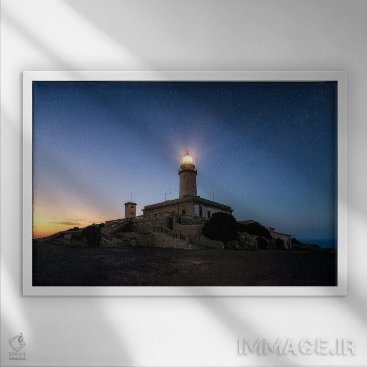 تابلو آخرین نور آسمان شب در دماغه فورمنتور (مایورکا) اثر دنیل گاستاگر - نمای قابدار سفید