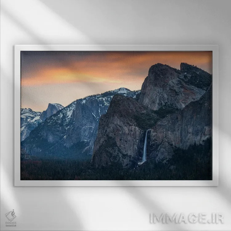 تابلو رنگهای صبح طلایی در پارک ملی یوسیمیتی اثر دنیل گاستاگر - نمای قابدار سفید