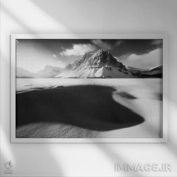 تابلو صبح زمستانی آفتابی در دریاچه بو (آلبرتا) اثر دنیل گاستاگر - نمای قابدار سفید