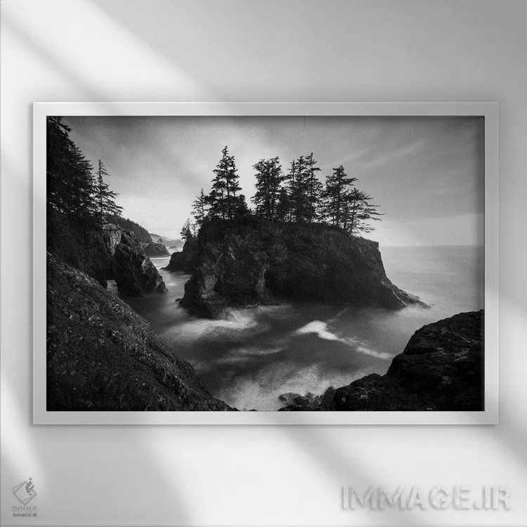 تابلو خط ساحلی نمایشی اورگن اثر دنیل گاستاگر - نمای قابدار سفید