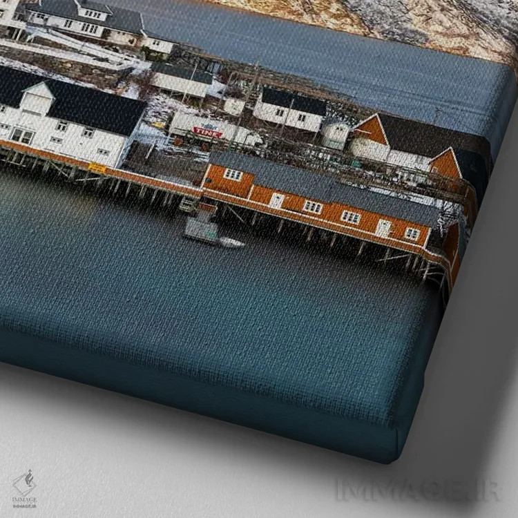 تابلو صبح زمستانی طلایی در ساکریسوی (نروژ) اثر دنیل گاستاگر - نمای نزدیک بافت بوم