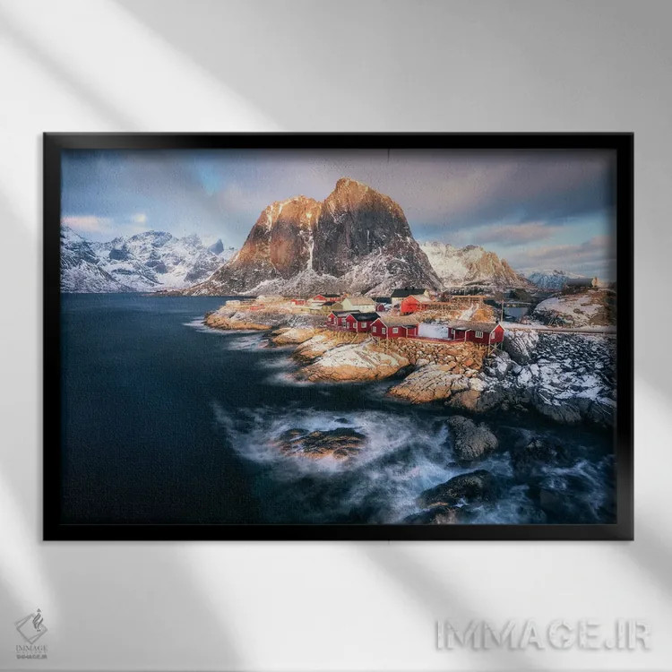 تابلو عصر طلایی زمستانی در هامنی (نروژ) اثر دنیل گاستاگر - نمای قابدار مشکی