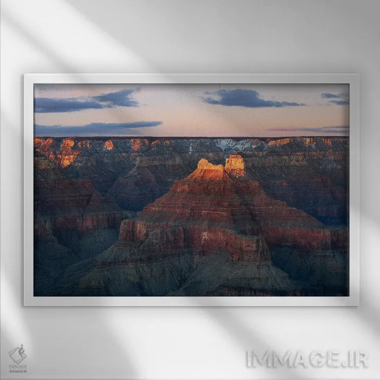 تابلو آخرین نور روز در پارک ملی گرند کانیون (آمریکا) اثر دنیل گاستاگر - نمای قابدار سفید