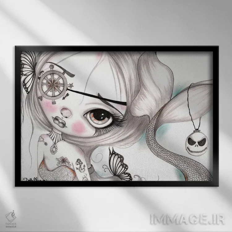 تابلو پری دریایی ۴ اثر داتی گلیسون - نمای قابدار مشکی