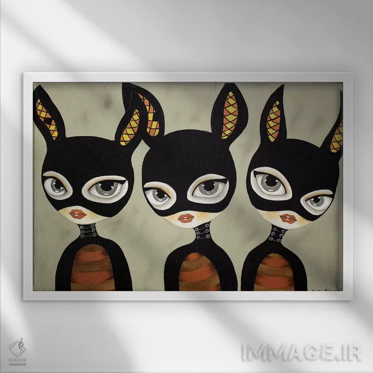 تابلو سهتا از یک نوع اثر داتی گلیسون - نمای قابدار سفید