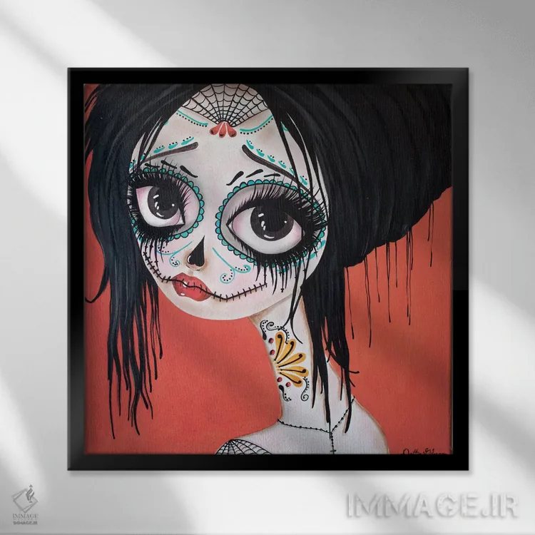 تابلو روز مردگان شماره ۱۰ (جشن مکزیکی) اثر داتی گلیسون - نمای قابدار مشکی