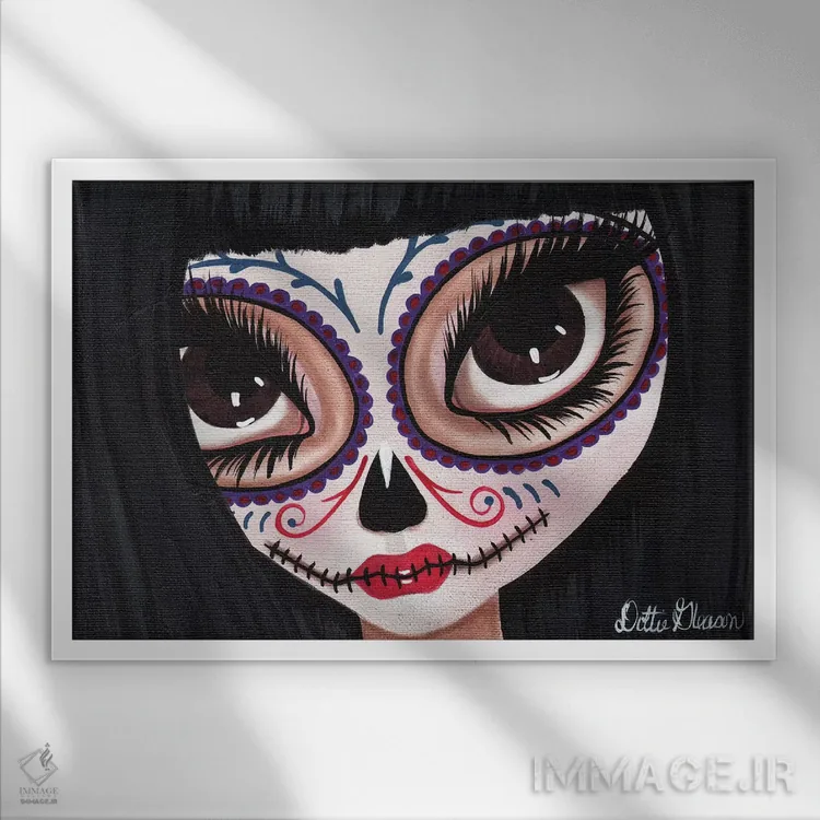 تابلو روز مردگان: تو را میبینم (جشن مکزیکی) اثر داتی گلیسون - نمای قابدار سفید