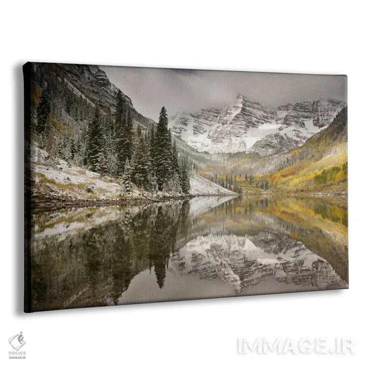 تابلو White River National Forest, Colorado, USA,کوهستان مارون بلز پوشیده از برف و انعکاس آن در دریاچه مارون، جنگل ملی وایت ریور، کلرادو، آمریکا اثر دان گرال - نمای پرسپکتیو محصول