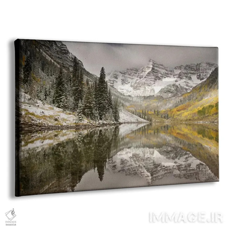 تابلو White River National Forest, Colorado, USA,کوهستان مارون بلز پوشیده از برف و انعکاس آن در دریاچه مارون، جنگل ملی وایت ریور، کلرادو، آمریکا اثر دان گرال - نمای پرسپکتیو محصول