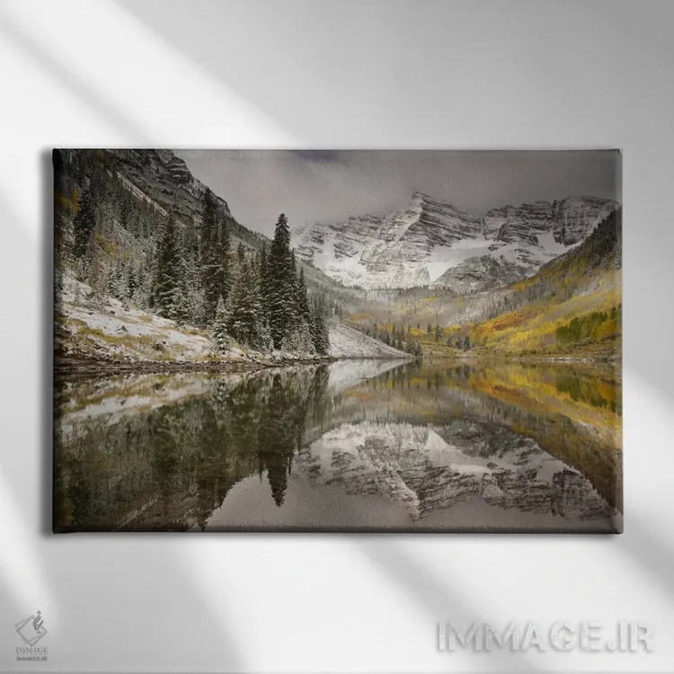 تابلو White River National Forest, Colorado, USA,کوهستان مارون بلز پوشیده از برف و انعکاس آن در دریاچه مارون، جنگل ملی وایت ریور، کلرادو، آمریکا اثر دان گرال - نمای روبهرو روی دیوار