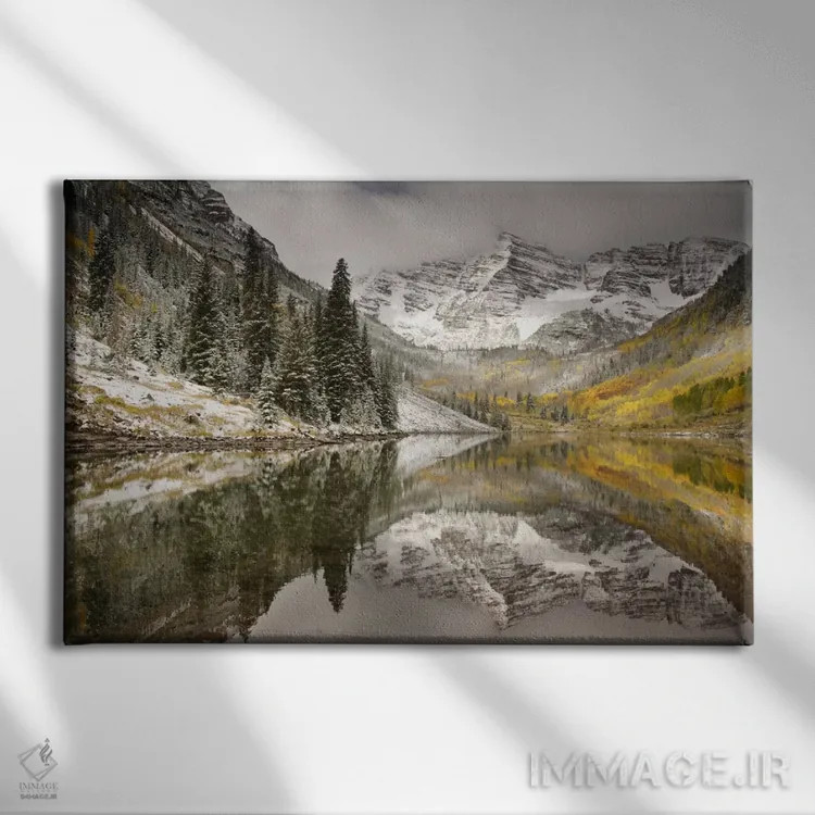 تابلو White River National Forest, Colorado, USA,کوهستان مارون بلز پوشیده از برف و انعکاس آن در دریاچه مارون، جنگل ملی وایت ریور، کلرادو، آمریکا اثر دان گرال - نمای روبهرو روی دیوار