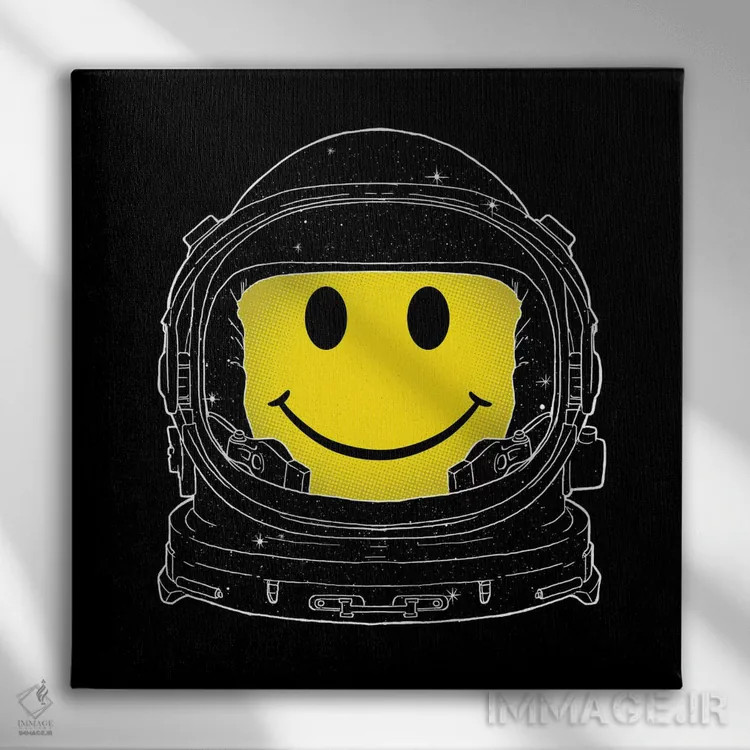 تابلو خوشبختی (اصلاح نویسه: Happiness) اثر دیجیتال کاربین (نام هنرمند یا استودیو) - نمای روبهرو روی دیوار