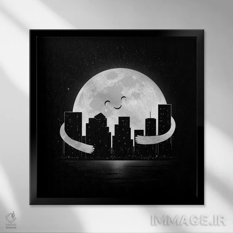 تابلو شب بخیر اثر دیجیتال کاربین (نام هنرمند یا استودیو) - نمای قابدار مشکی