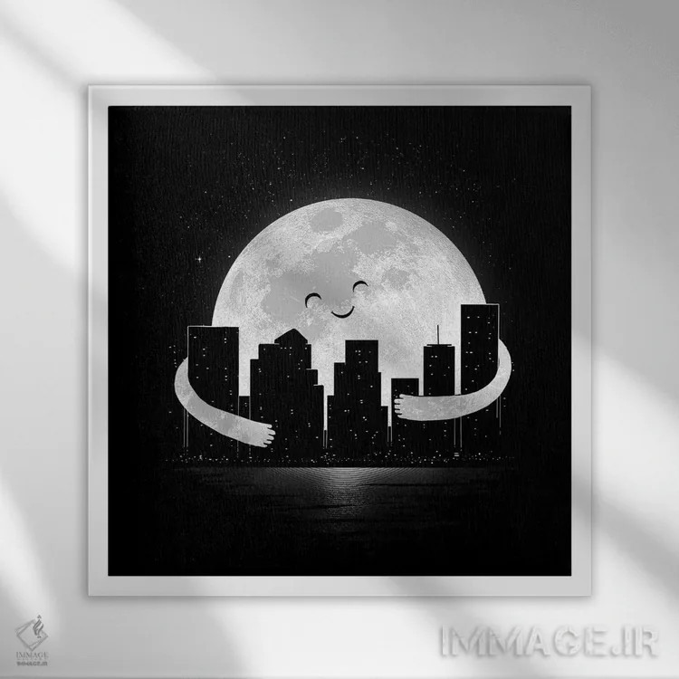 تابلو شب بخیر اثر دیجیتال کاربین (نام هنرمند یا استودیو) - نمای قابدار سفید