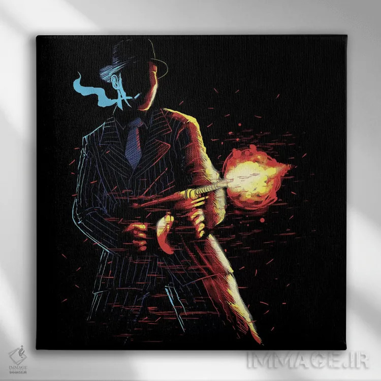 تابلو مافیوزو (عضو مافیا) اثر دیجیتال کاربین (نام هنرمند یا استودیو) - نمای روبهرو روی دیوار