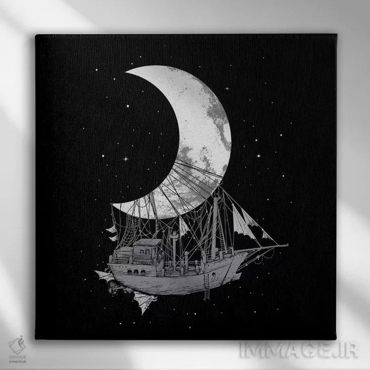 تابلو کشتی ماه اثر دیجیتال کاربین (نام هنرمند یا استودیو) - نمای روبهرو روی دیوار