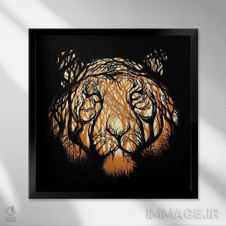 تابلو شکارچی پنهان اثر دیجیتال کاربین (نام هنرمند یا استودیو) - نمای قابدار مشکی