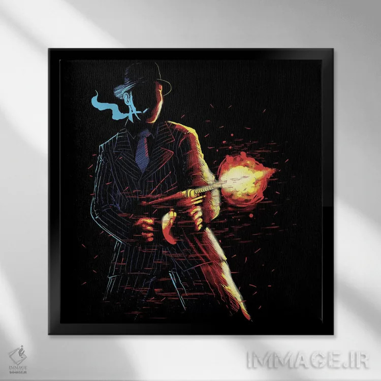 تابلو مافیوزو (عضو مافیا) اثر دیجیتال کاربین (نام هنرمند یا استودیو) - نمای قابدار مشکی