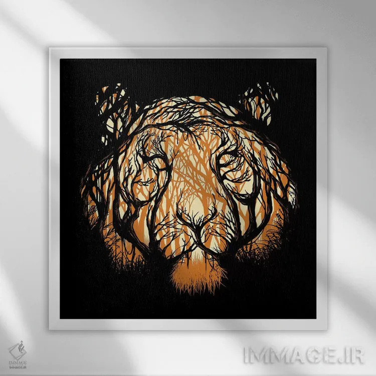 تابلو شکارچی پنهان اثر دیجیتال کاربین (نام هنرمند یا استودیو) - نمای قابدار سفید