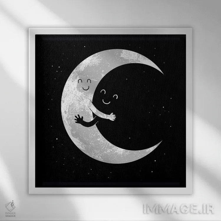 تابلو آغوش ماه اثر دیجیتال کاربین (نام هنرمند یا استودیو) - نمای قابدار سفید