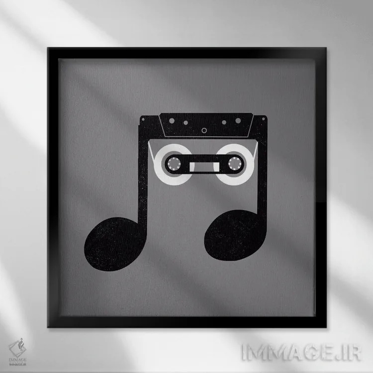 تابلو موسیقی آنالوگ اثر دیجیتال کاربین (نام هنرمند یا استودیو) - نمای قابدار مشکی