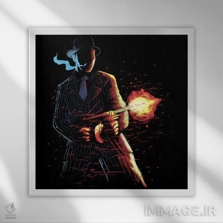 تابلو مافیوزو (عضو مافیا) اثر دیجیتال کاربین (نام هنرمند یا استودیو) - نمای قابدار سفید