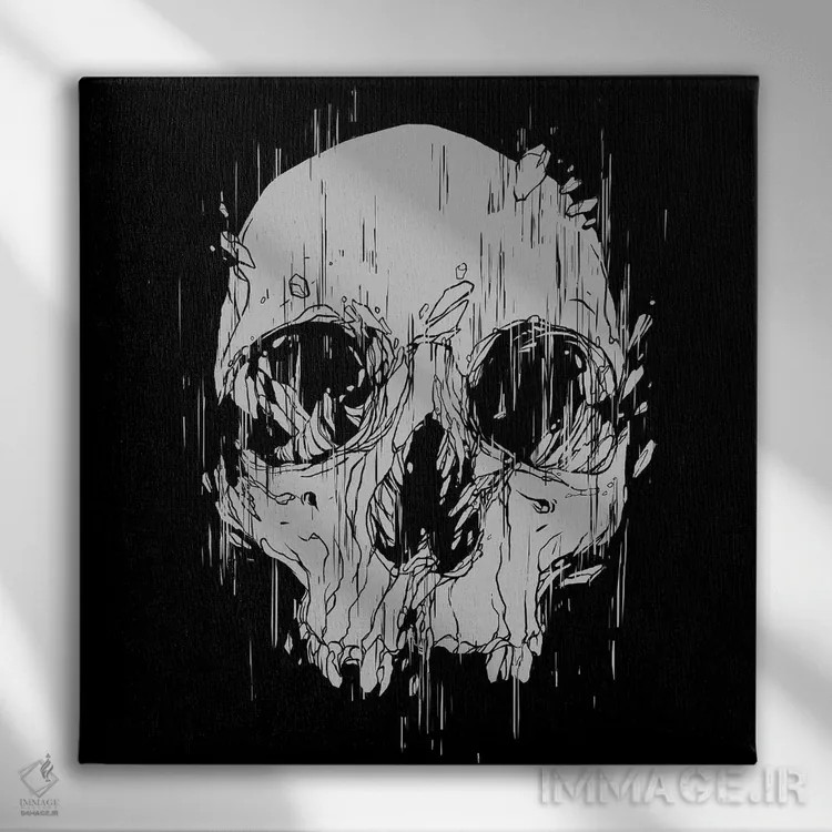 تابلو جمجمه شکسته اثر دیجیتال کاربین (نام هنرمند یا استودیو) - نمای روبهرو روی دیوار
