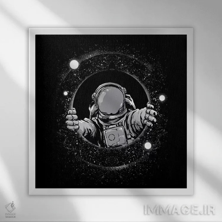 تابلو سیاهچاله اثر دیجیتال کاربین (نام هنرمند یا استودیو) - نمای قابدار سفید