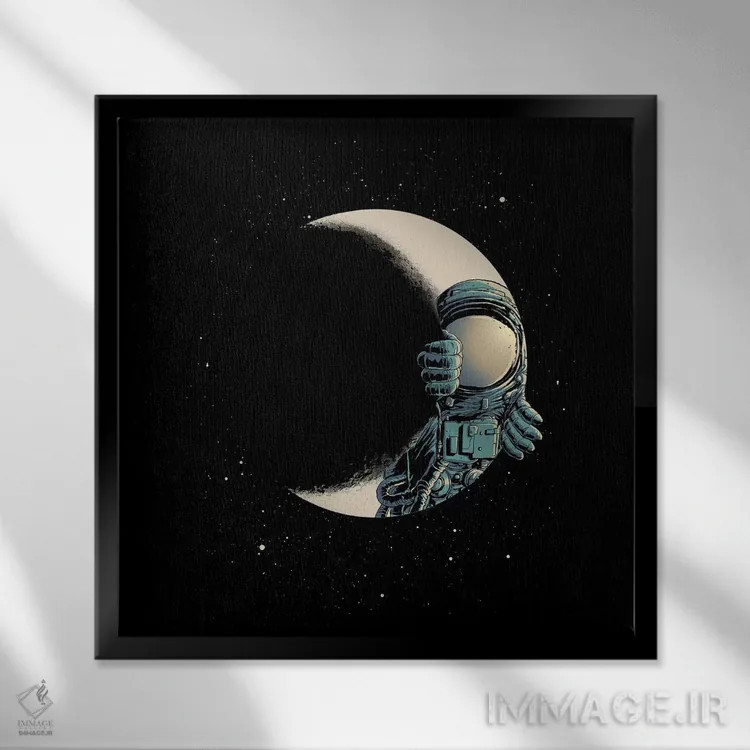 تابلو هلال ماه اثر دیجیتال کاربین (نام هنرمند یا استودیو) - نمای قابدار مشکی