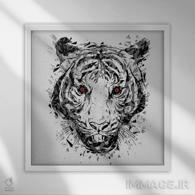 تابلو چشمهای وحشی اثر دیجیتال کاربین (نام هنرمند یا استودیو) - نمای قابدار سفید