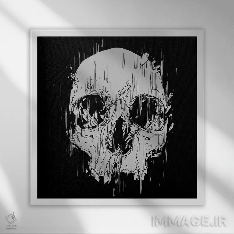 تابلو جمجمه شکسته اثر دیجیتال کاربین (نام هنرمند یا استودیو) - نمای قابدار سفید