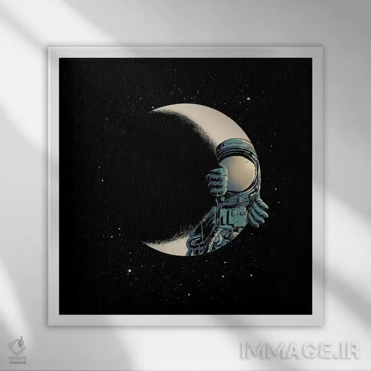 تابلو هلال ماه اثر دیجیتال کاربین (نام هنرمند یا استودیو) - نمای قابدار سفید