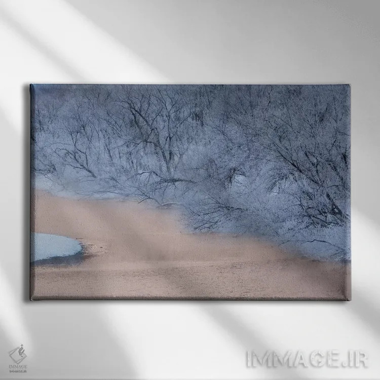 تابلو Hokkaido, Japan,یخزدگی درختان در حاشیه رودخانه، هوکایدو، ژاپن اثر دارل گالین - نمای روبهرو روی دیوار