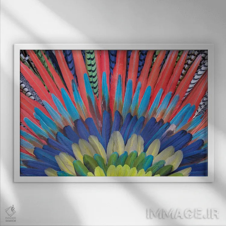 تابلو Mexico. Native feather headdress,سن میگل د آلنده، مکزیک. دستار پر بومی اثر دارل گالین - نمای قابدار سفید