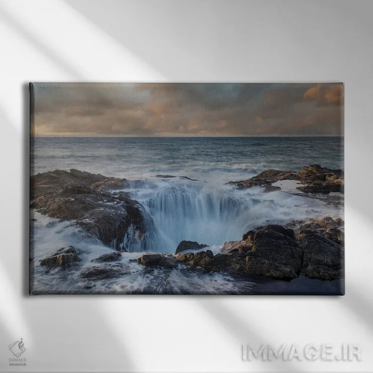 تابلو Oregon, Cape Perpetua And Thor's' Well At Sunset,آمریکا، اورگن، دماغه پرپچوا و چاه ثور در غروب اثر دارل گالین - نمای روبهرو روی دیوار