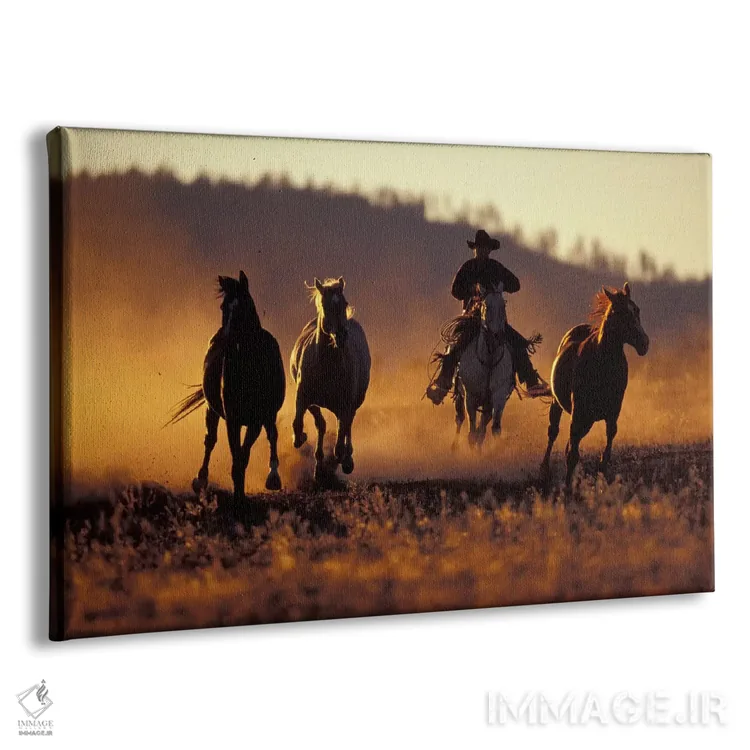 تابلو Ponderosa Ranch, Seneca, Grant County, Oregon, USA,جمعآوری اسبها، مزرعه پوندروسا، سنِکا، شهرستان گرنت، اورگن، آمریکا اثر دارل گالین - نمای پرسپکتیو محصول