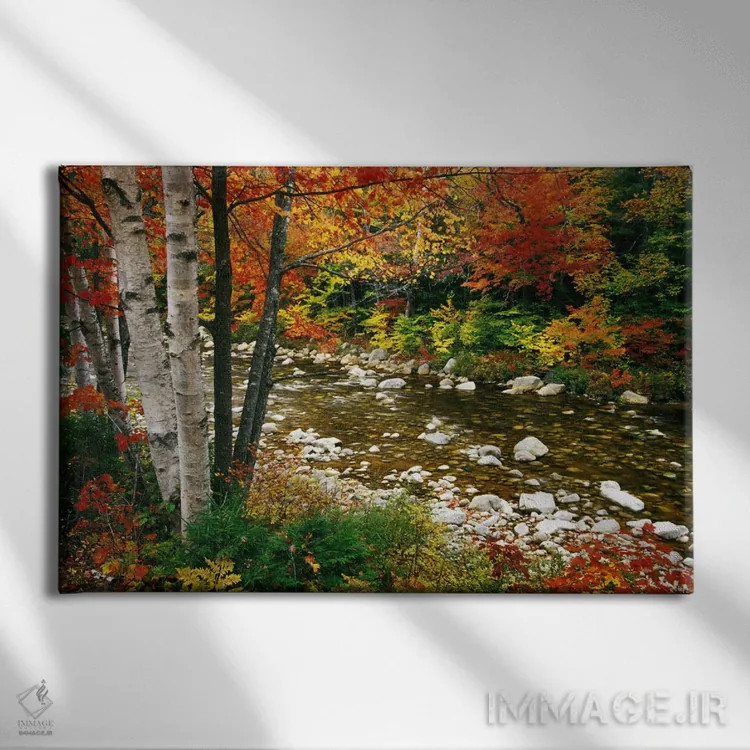 تابلو Swift River, White Mountains, New Hampshire, USA,منظره پاییزی، رودخانه سوئیفت، رشتهکوه وایت، نیوهمپشایر، آمریکا اثر دارل گالین - نمای روبهرو روی دیوار