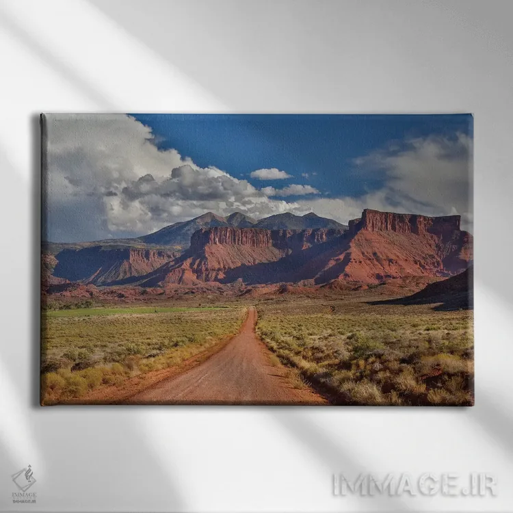 تابلو Utah,جاده خاکی مستقیم به سوی دره پروفسور، یوتا اثر دارل گالین - نمای روبهرو روی دیوار