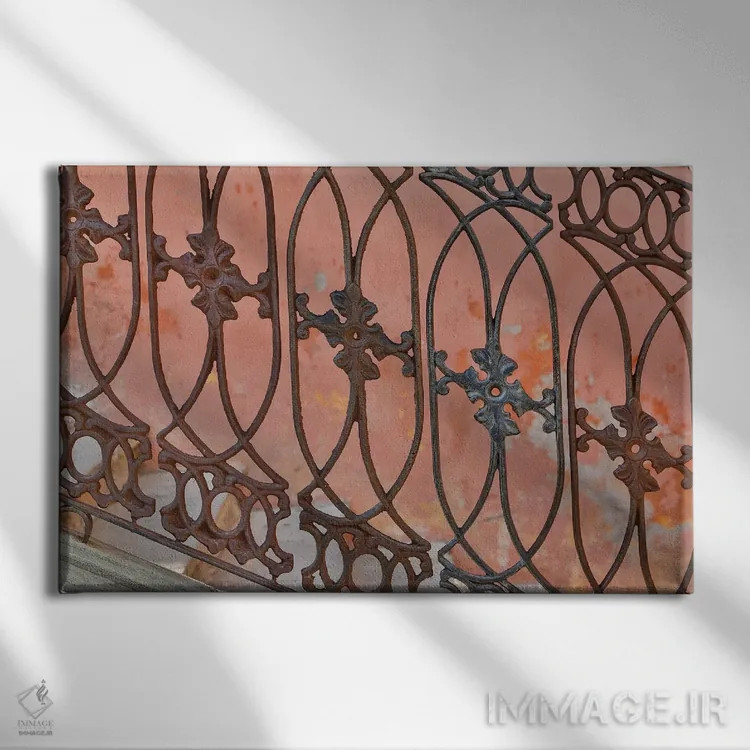 تابلو گواناخواتو در مکزیک مرکزی. ساختمانهای با آهنکاری تزئینی اثر دارل گالین - نمای روبهرو روی دیوار