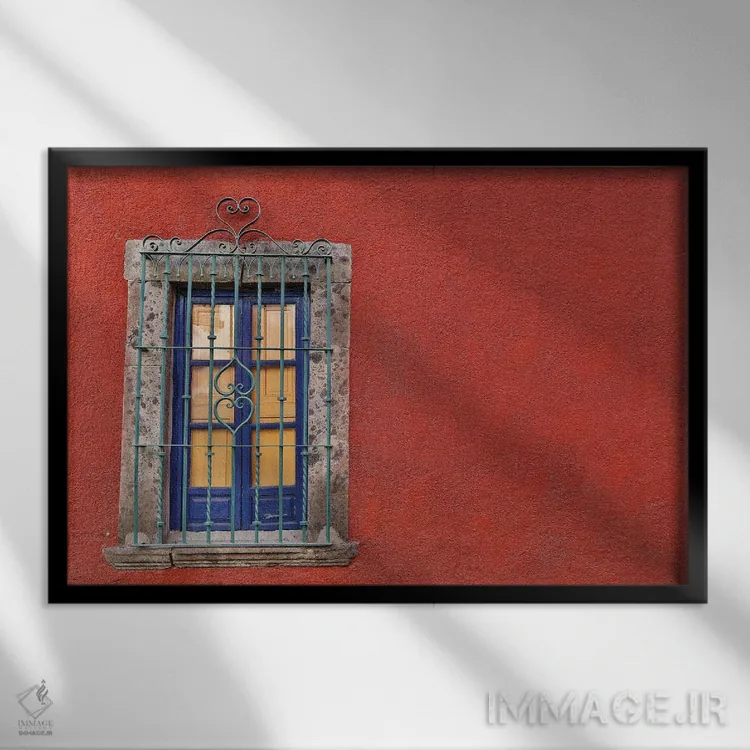 تابلو سن میگل د آلنده، مکزیک. ساختمانها و پنجرههای رنگارنگ (مکزیک) اثر دارل گالین - نمای قابدار مشکی