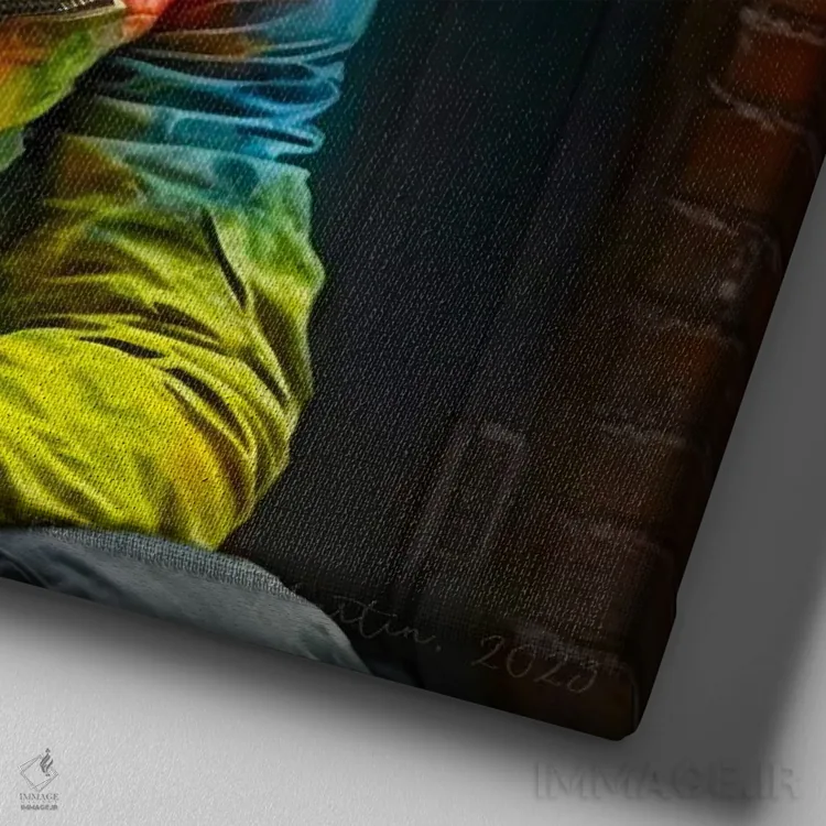 تابلو پسر جوان بر آستانهٔ در ۱ اثر دیجیتال وایلد آرت (استودیو هنری) - نمای نزدیک بافت بوم