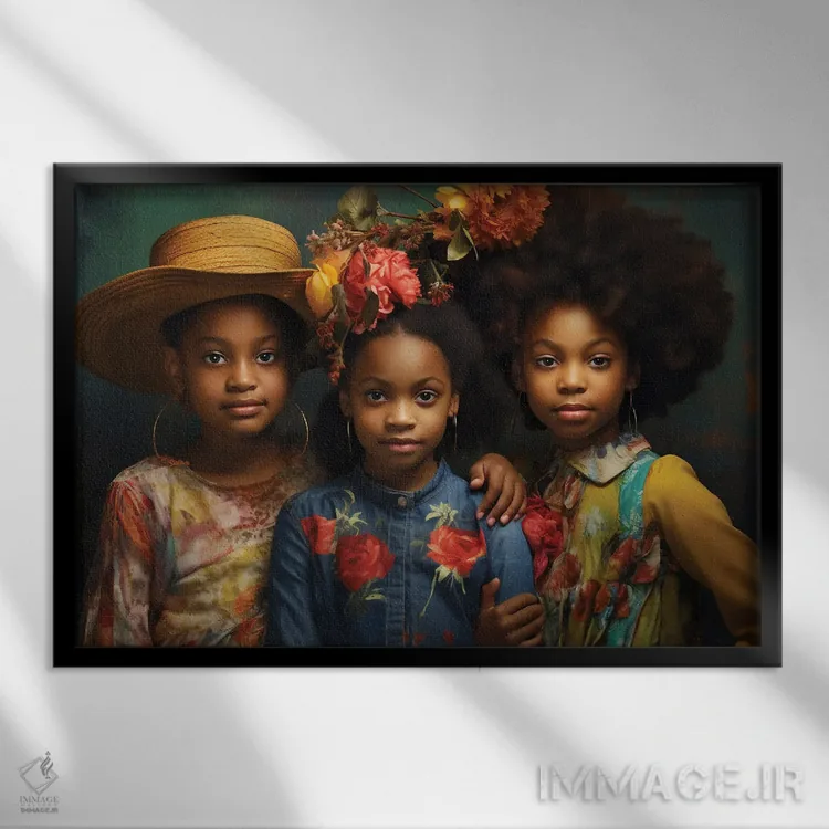 تابلو خواهران اثر دیجیتال وایلد آرت (استودیو هنری) - نمای قابدار مشکی