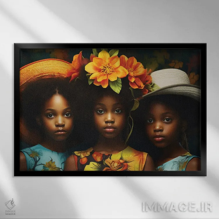 تابلو خواهران اثر دیجیتال وایلد آرت (استودیو هنری) - نمای قابدار مشکی